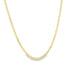 A sleek gold curb chain necklace sparkles against a clean white background.