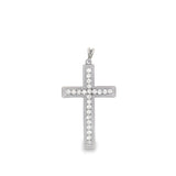 Rhodium Cross Pendant with Cubic Zirconia Stones