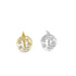 Two round, textured coin pendants in gold and silver display raised star patterns accented with tiny sparkling crystals.