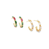 Skinny Multicolor/Clear CZ Stones Tiny Hoop (L505)
