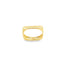 A sleek gold ring features a unique rectangular design with a polished finish.