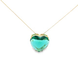 Bulky Natural Stone Gemstone Heart Pendant Box Chain Necklace (H190)