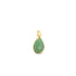 A teardrop-shaped green aventurine gemstone pendant rests in a polished gold bezel setting against a clean white background.
