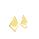 Eccentric Curved Diamond Chevron Carved Earrings (L117A)