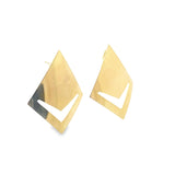 Eccentric Curved Diamond Chevron Carved Earrings (L117A)