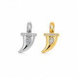 Elegant horn charm featuring a marquise-cut cubic zirconia with pavé accents. Crafted in 18K Gold Filled and Rhodium. Perfect for necklaces, hoops, bracelets, and personalized jewelry.