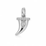 Elegant horn charm featuring a marquise-cut cubic zirconia with pavé accents. Crafted in 18K Gold Filled and Rhodium. Perfect for necklaces, hoops, bracelets, and personalized jewelry.