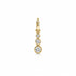 A gold diamond drop earring features three bezel-set stones in a vertical graduation on a plain white background.