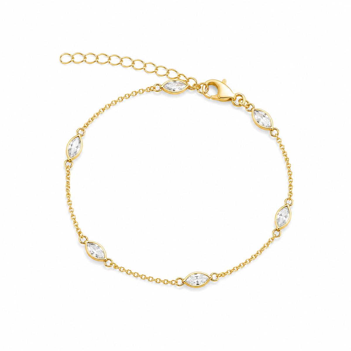 Elegant 18K gold filled choker and bracelet set with oval bezel crystals. 