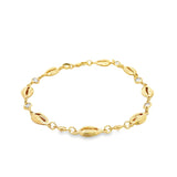 18K Gold Filled Large Puka Shell Charm Bracelet With Round Clear CZ Stones
