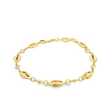 18K Gold Filled Puka Shell Charm Anklet With Round Clear CZ Stones (E189)