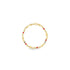 A delicate gold charm bracelet features whimsical star-shaped accents and colorful red beads against a clean white background.