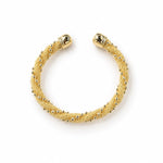 Elegant 18K Gold Filled textured cuff bracelet featuring woven mesh detailing with polished beaded accents. Lightweight, tarnish resistant and perfect for everyday wear.