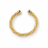 Elegant 18K Gold Filled textured cuff bracelet featuring woven mesh detailing with polished beaded accents. Lightweight, tarnish resistant and perfect for everyday wear.