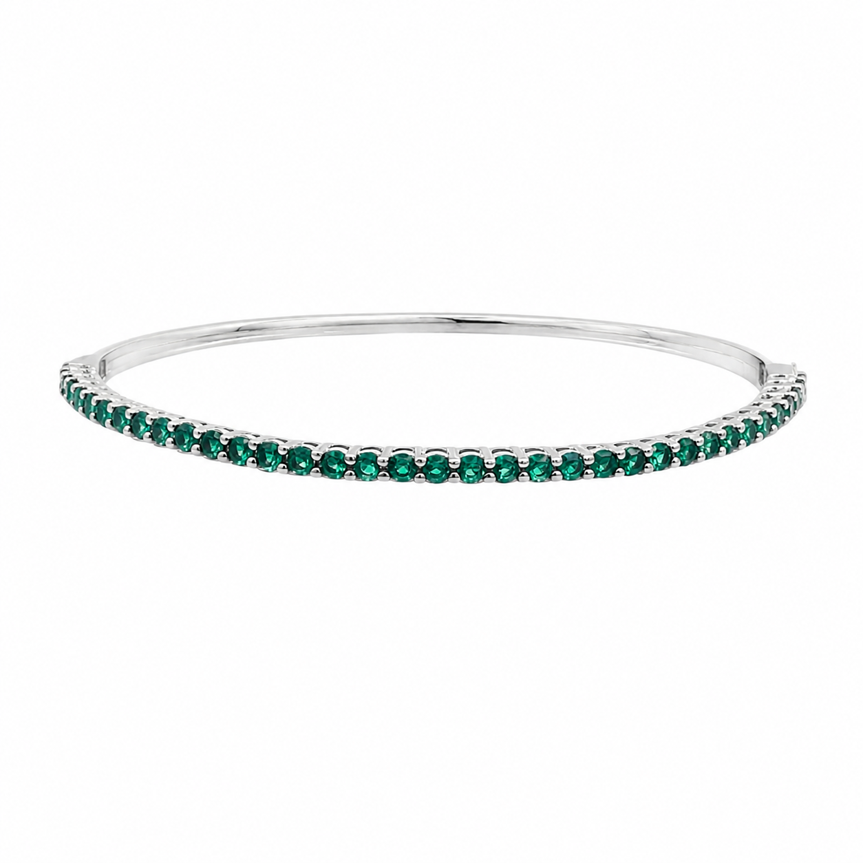 Elegant slim tennis bangle bracelet with sparkling colored CZ stones. Stackable minimalist design available in multiple color options for everyday luxury styling.