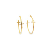 Plain Simple Cross Merged Hoop Earrings (L456)