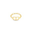 A sleek gold chain ring features a distinctive geometric centerpiece against a clean white background.