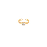 CZ Charm Cuban Curb Open Ring