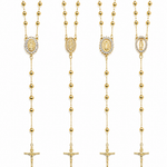 Elegant Catholic rosary necklace crafted in 18K gold filled finish featuring cross pendants and religious medal styles including Saint Jude and Guadalupe. A timeless faith-inspired necklace perfect for layering or everyday wear.
