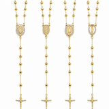 Elegant Catholic rosary necklace crafted in 18K gold filled finish featuring cross pendants and religious medal styles including Saint Jude and Guadalupe. A timeless faith-inspired necklace perfect for layering or everyday wear.