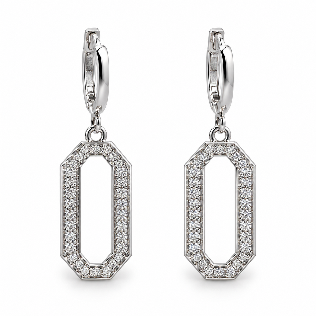 Shop Oval Paperclip Earrings with CZ, featuring an elongated open-link design and sparkling cubic zirconia for a modern statement look.