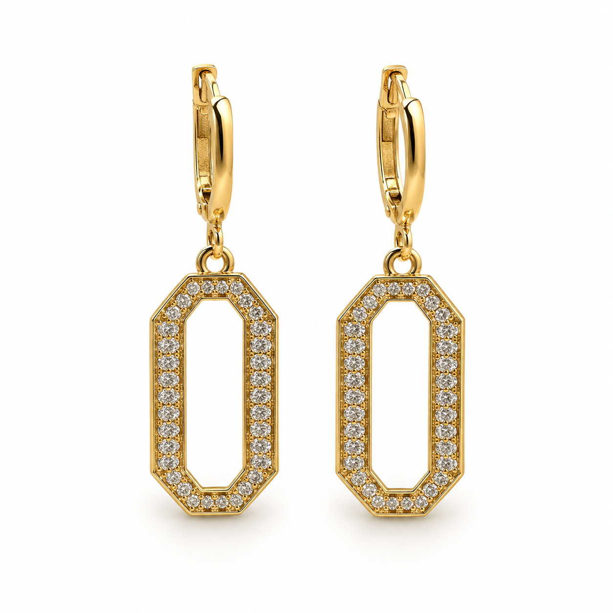 Shop Oval Paperclip Earrings with CZ, featuring an elongated open-link design and sparkling cubic zirconia for a modern statement look.