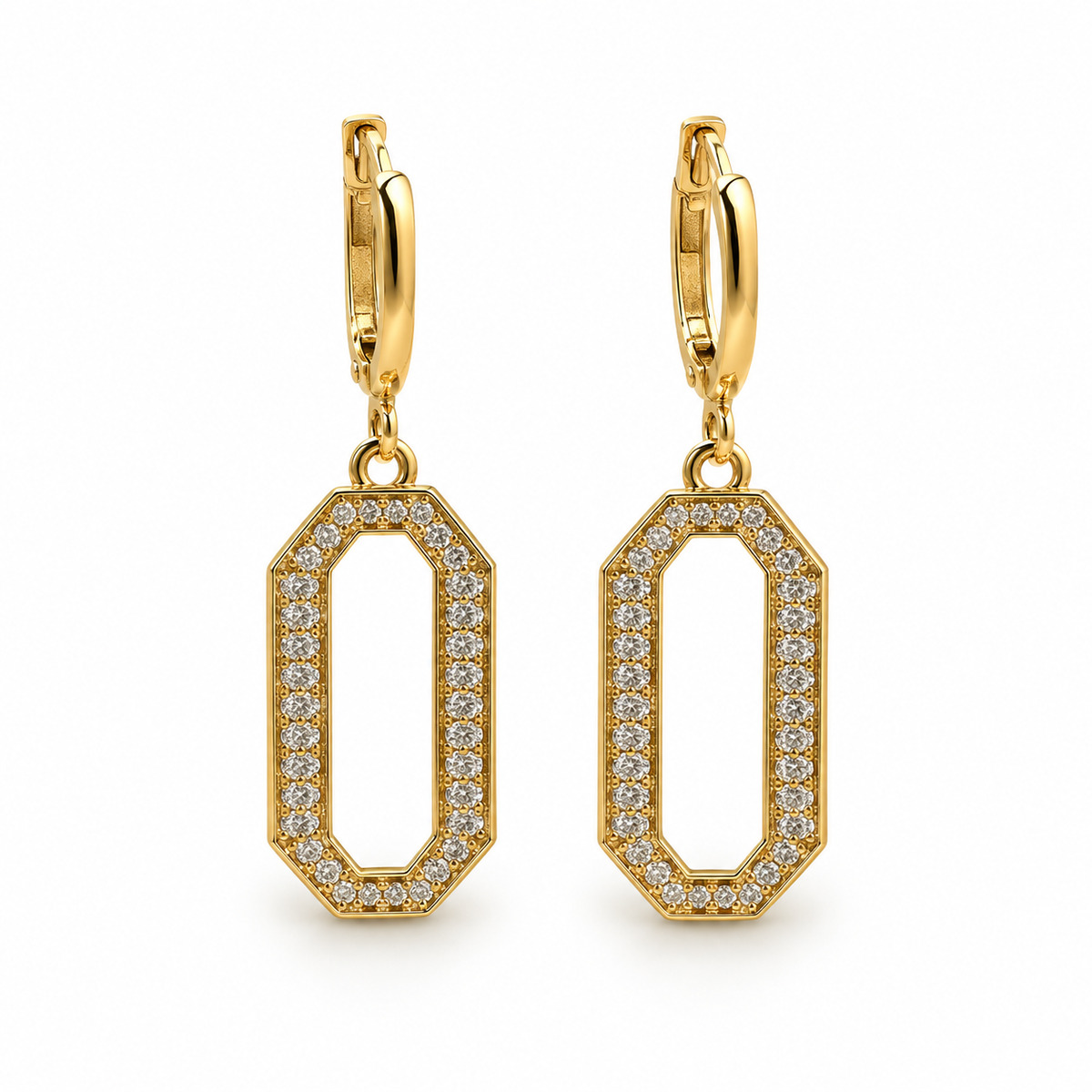 Shop Oval Paperclip Earrings with CZ, featuring an elongated open-link design and sparkling cubic zirconia for a modern statement look.