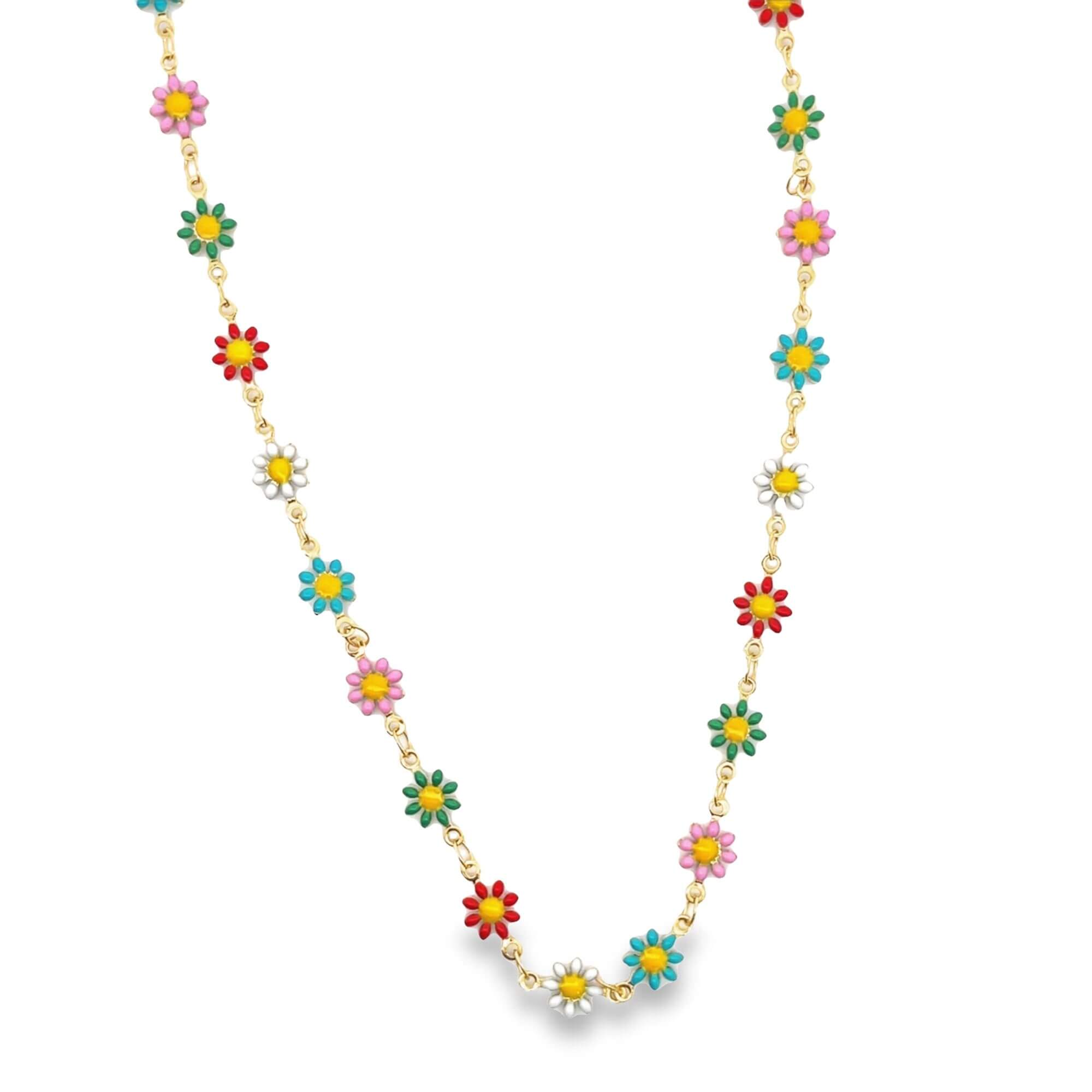 Enamel Multicolored Flower Necklace (H227)(E271)(I586)(L214A)