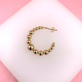 18K Gold Filled Beaded Open Hoop Earrings (K75)