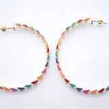 18K Gold Filled Enamel Arrow Open Hoop Earrings (K209-209A)