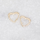 18K Gold Filled Curved Heart Shaped Huggies Earrings With Cz Stones (L64)