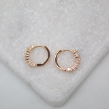 18K Rose Gold Filled Huggies Earrings With Clear Square CZ Stones (L290-291)(STYLE E)