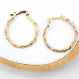 18K Gold Filled Hollow Twisted Lever back Hoop Earrings (J114A)