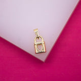 18K Gold Filled Tiny Lock With Heart Outline Pendant (A154)