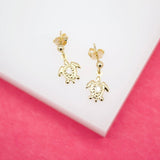 18K Gold Filled Sea Turtle Stud Dangle Earrings With CZ Stones (L17)