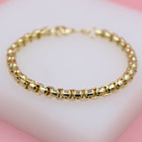 18K Gold Filled Rounded 5mm Box Bracelet (I423)