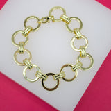 18K Gold Filled 15mm Designed Circle Link Bracelet (I361)