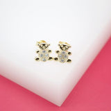 18K Gold Filled Teddy Bear Stud Earrings (L103)