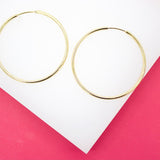 18K Gold Filled Slim Endless Hoop Stud Earrings (K106, 107, 108)