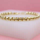 18K Gold Filled Rounded 5mm Box Bracelet (I423)