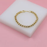 18K Gold Filled Rounded 5mm Box Bracelet (I423)