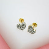 18K Gold Filled Heart Stud Earrings (L121)