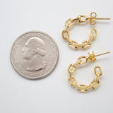 18K Gold Filled Paper Clip Open Hoop Earrings (K165)(K168)(K211)(K235)