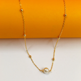 18K Gold Filled Beaded Pearl Necklace | Gold Pearl Necklace | Pearl Necklace | Pearl And Gold Necklace (F226B)