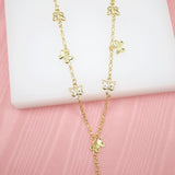 18K Gold Filled Butterfly Dangle Charms Layering Necklace (G47)