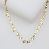 18K Gold Filled Designed Textured Heart Choker Necklace (G29)