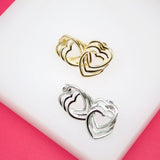 18K Gold Filled Outlined Triple Heart Stud Earrings (L31)