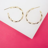 18K Gold Filled Cuban Link Open Hoop Earrings (K189)