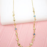 18K Gold Filled Star Charms Layering Necklace With Blue Star CZ Stones
