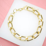 18K Gold Filled 10mm Diamond-Cut Curb Cuban Link Bracelet Chain (I240)